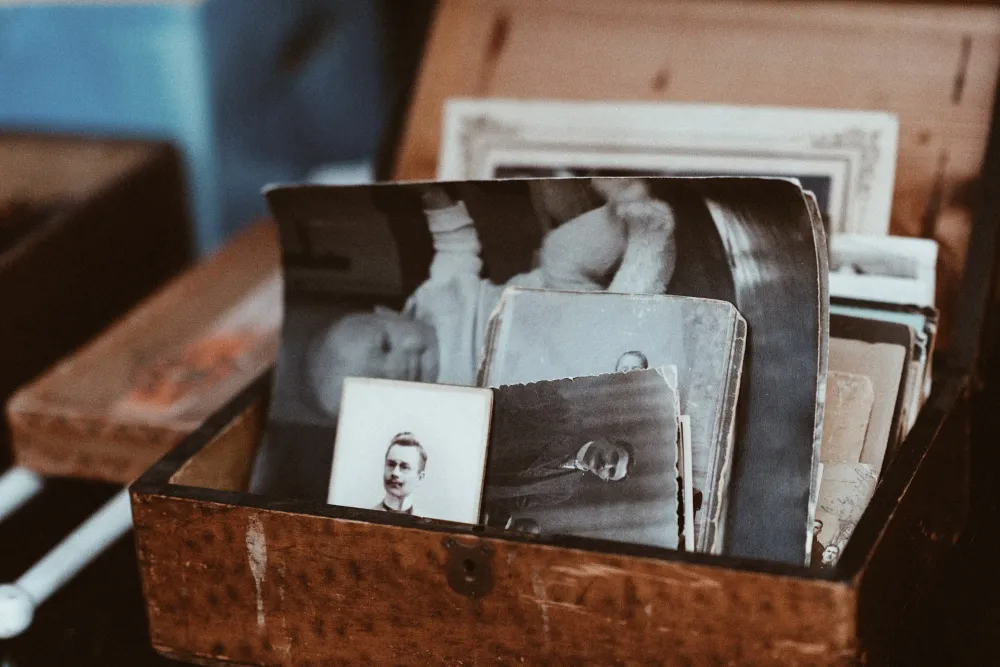 old photographs in box 
